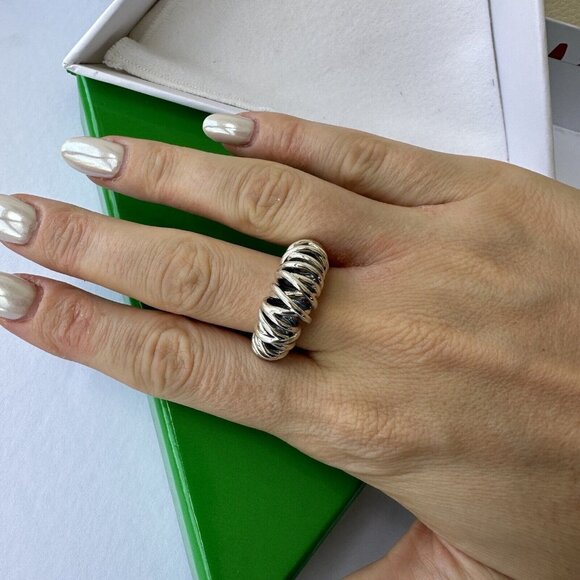 NEW BOTTEGA VENETA RING DISC Sterling Silver 6.5 US 13 IT - Picture 1 of 6